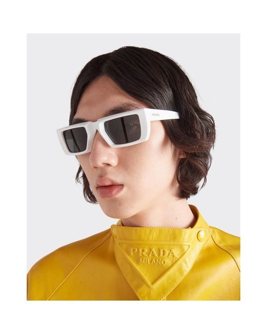 Prada Blue Eyewear Rectangular Frame Sunglasses for men