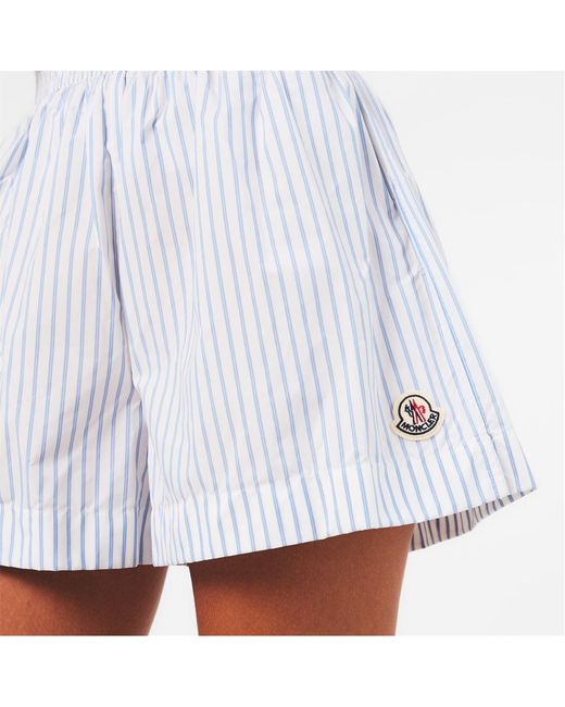 Moncler White Logo Striped Shorts