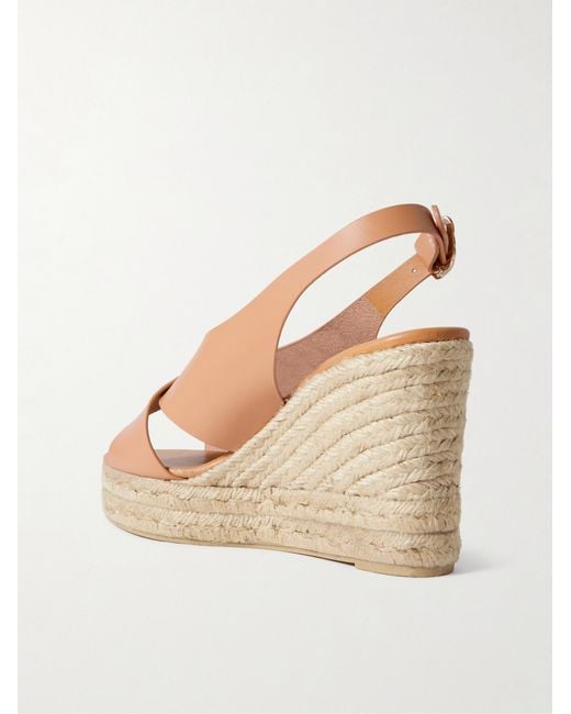 Ancient Greek Sandals Natural Maria Leather Espadrille Wedge Sandals