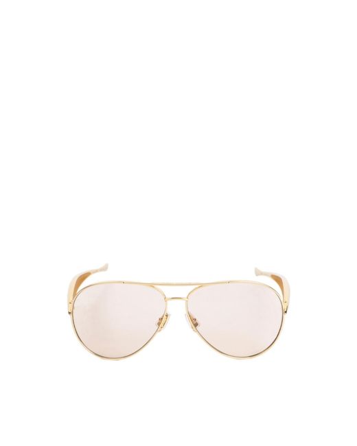 Bottega Veneta White Eyewear Aviator Frame Sunglasses