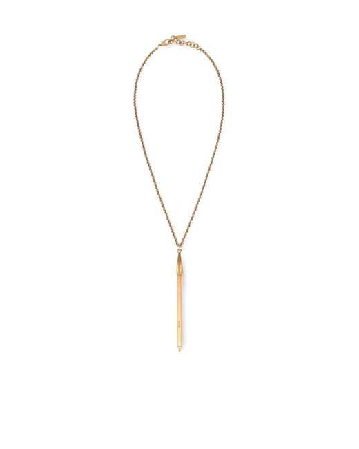 Moschino White Pen-Pendant Chain Necklace