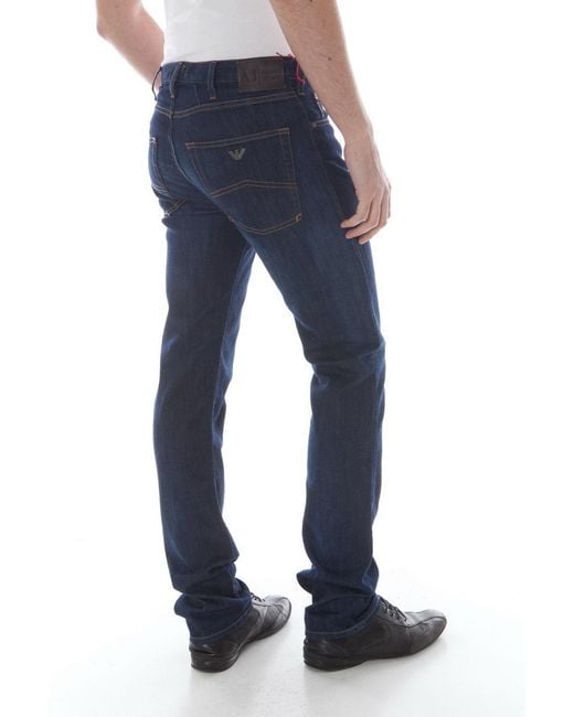 Armani Jeans Blue Logo Logo Denim Trousers for men