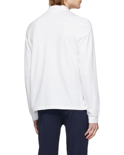 Lacoste White Logo Long-Sleeved Polo Shirt for men