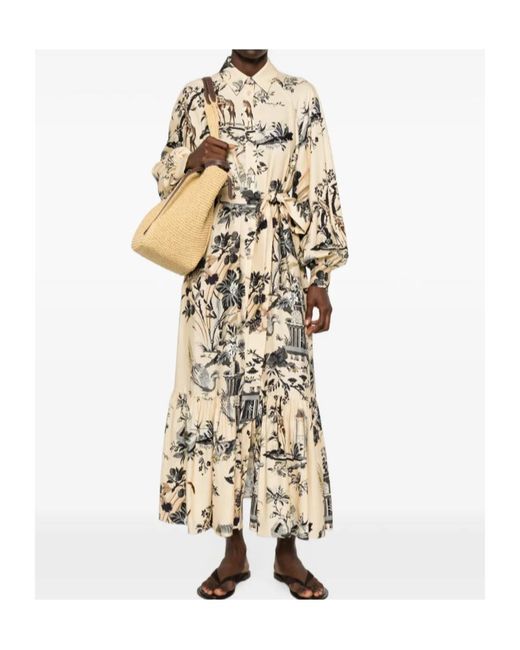 Etro Metallic Printed Belted Midi Dress