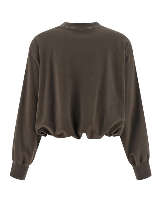 Brunello Cucinelli Brown Logo Printed Crewneck Sweatshirt