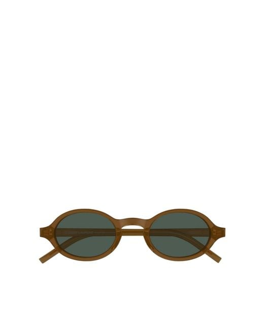 Saint Laurent Green Eyewear Oval Frame Sunglasses for men