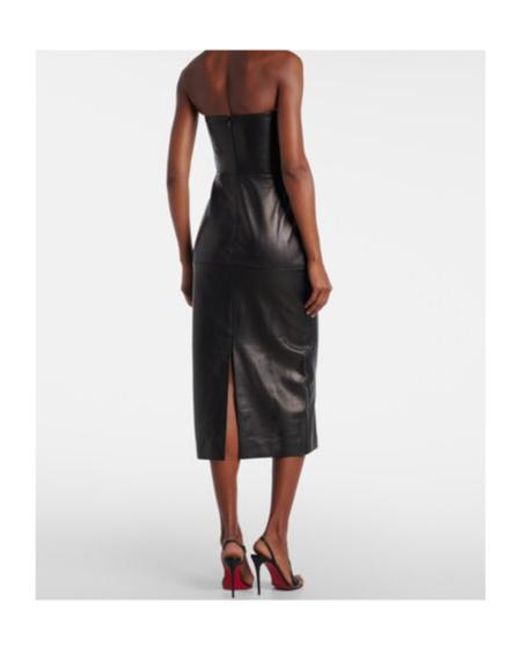Nensi Dojaka Black Leather Corset Dress