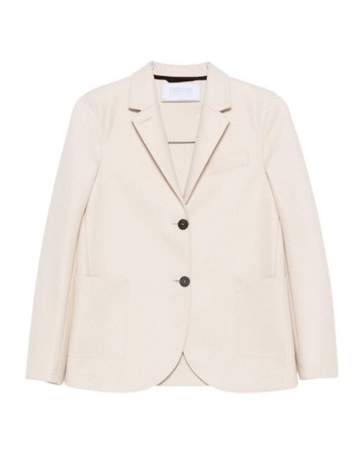 Harris Wharf London Natural Notched-Lapels Single-Breasted Blazer