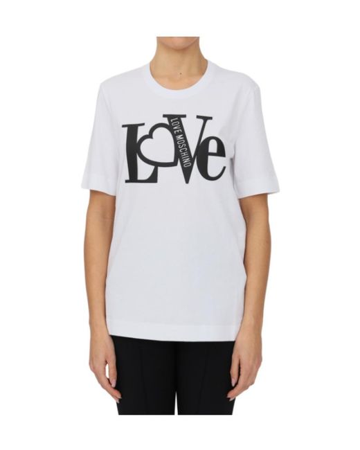 Moschino White Love Logo-Print T-Shirt