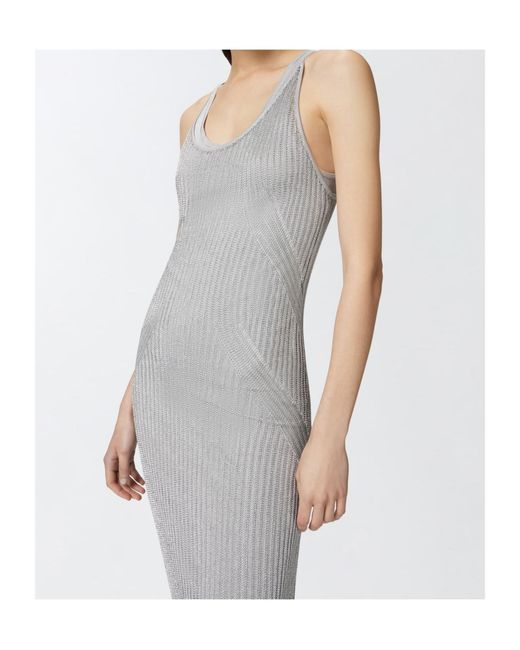 Pinko White Sleeveless Knitted Long Dress