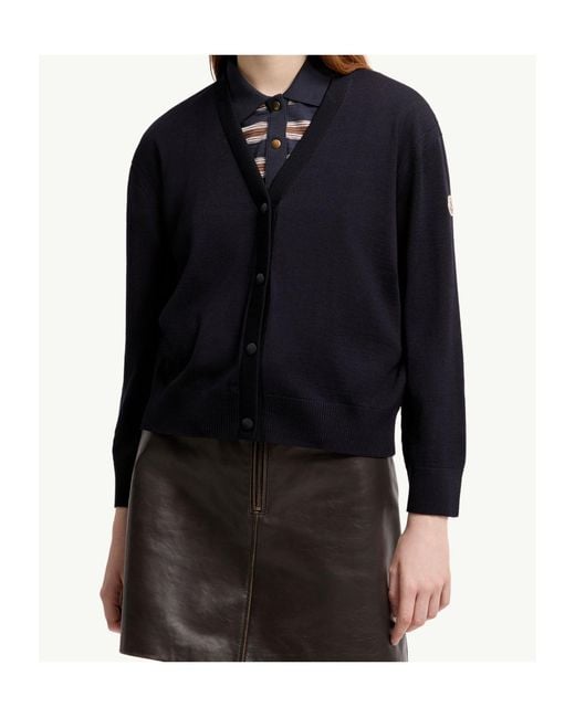 Moncler Blue Wool Cardigan