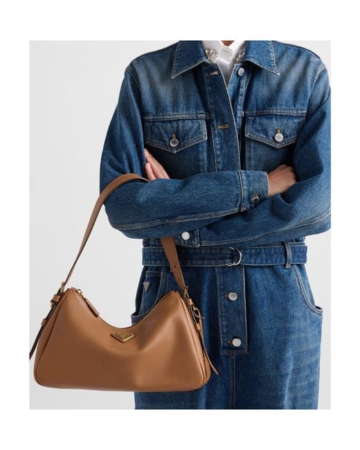 Prada Brown Aimée Zipped Medium Shoulder Bag