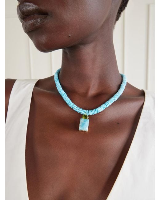 Jennifer Behr Blue Tone Crystal And Stones Necklace