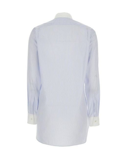The Row White Hilbert Striped Shirt
