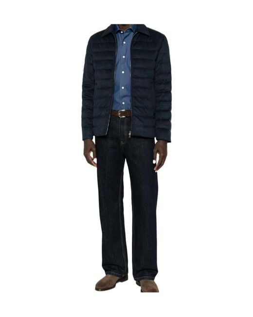 Herno Blue Zip-Up Collared Padded Jacket for men