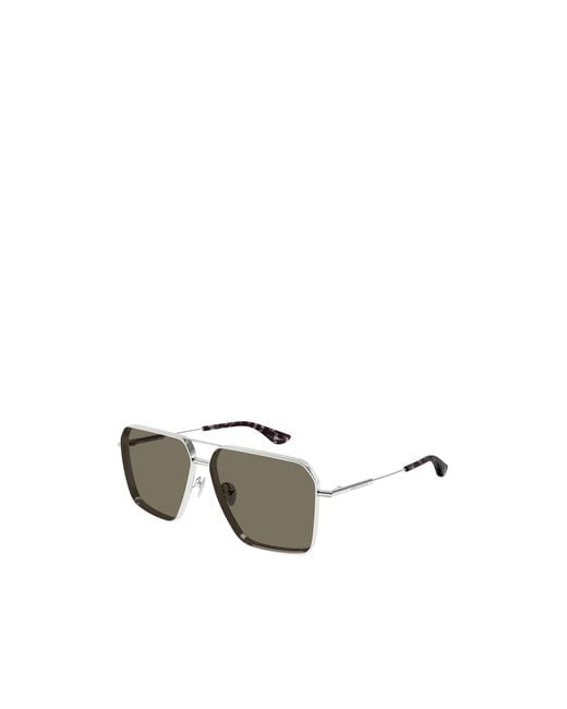 McQueen Metallic Eyewear Pilot Frame Sunglasses for men