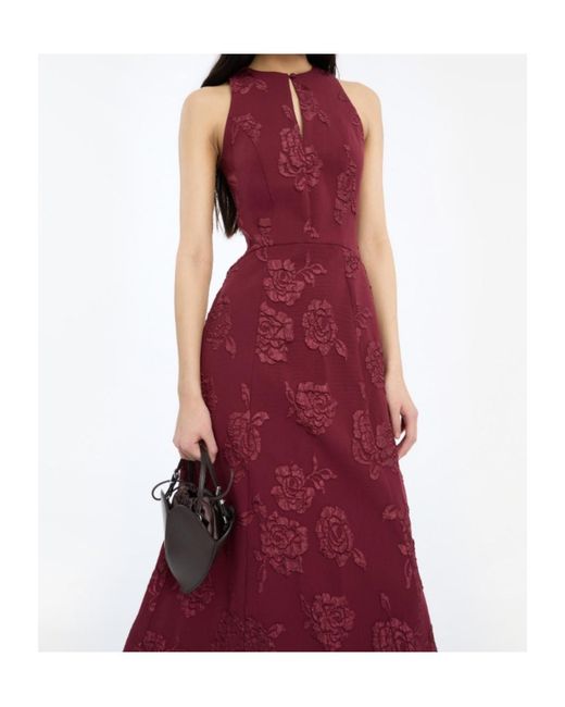 ROTATE BIRGER CHRISTENSEN Purple Jacquard Flared Dress Dark
