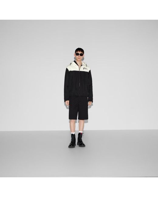 Gucci Black Technical Cotton Canvas Hooded Jacket for men