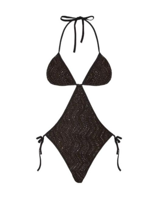 Missoni Black Sequins Zigzag Mesh Bikini