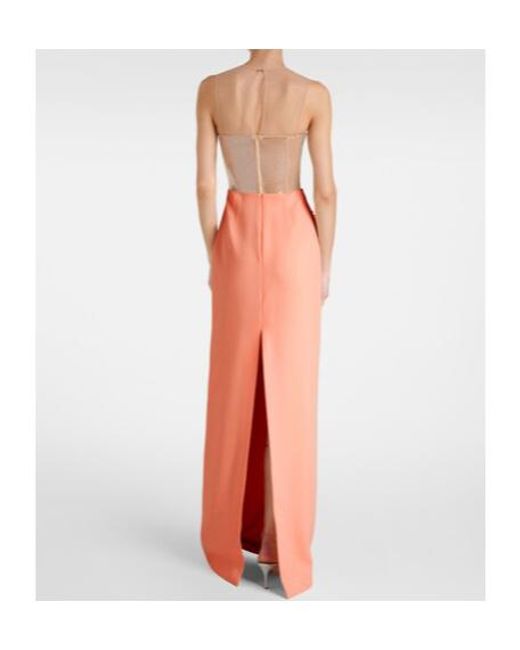 David Koma White Sequined Cady And Mesh Corset Gown