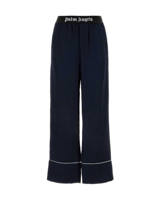 Palm Angels Blue Logo Elastic Waistband Pajama Bottoms