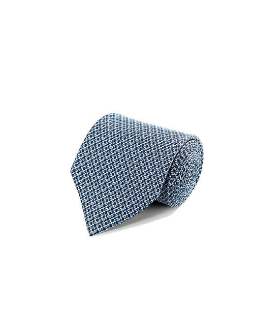 Ferragamo Blue Printed Silk Tie for men