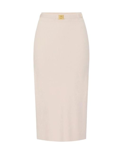 Elisabetta Franchi White Belted Midi Skirt