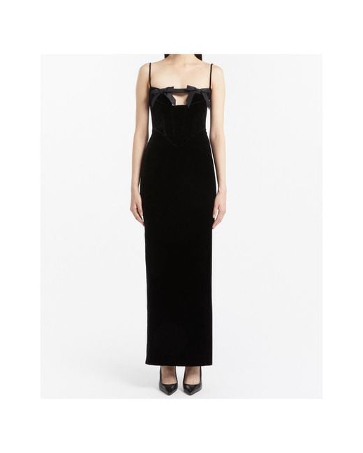 Alessandra Rich Black Velvet Dress With Bows