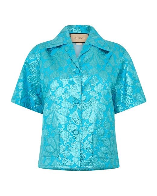 Gucci Blue Jacquard Shortsleeve Shirt