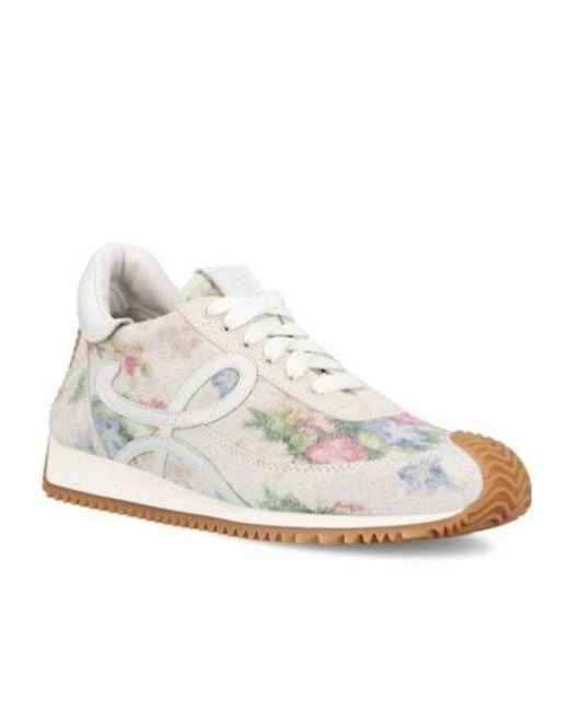 Loewe White Floral Printed Low-Top Sneakers