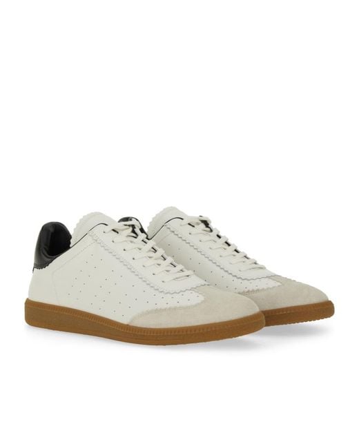 Isabel Marant White Logo Printed Lace-Up Sneakers for men