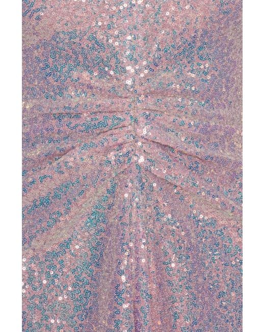 ROTATE BIRGER CHRISTENSEN Purple V-Neck Long-Sleeved Dress