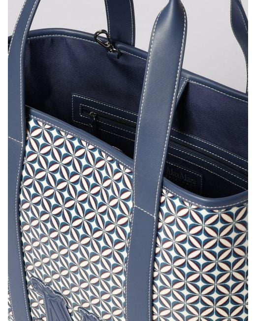 Max Mara Blue Farneto Monogram Tote Bag
