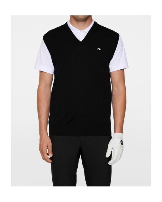 J.Lindeberg Black Liam Knitted Vest for men