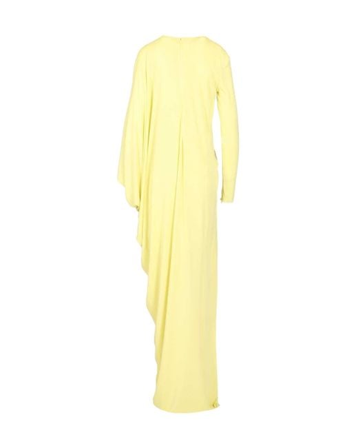 Tom Ford Yellow Long-Sleeved Asymmetric Evening Dress