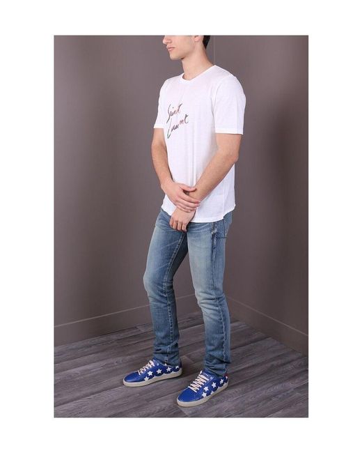 Saint Laurent White Animal Print' T-Shirt for men