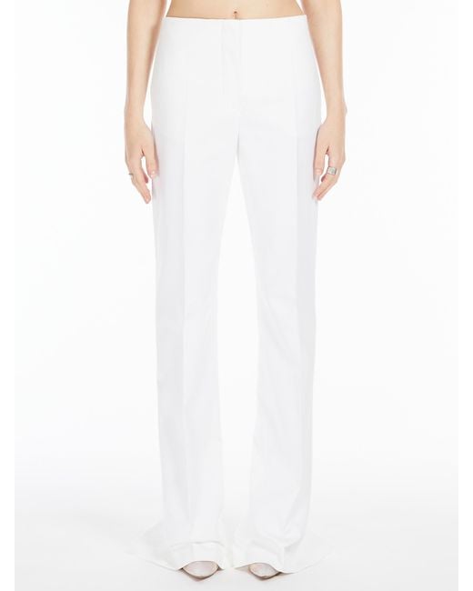 Sportmax White Abbono Pleat Detailed Straight Leg Trousers