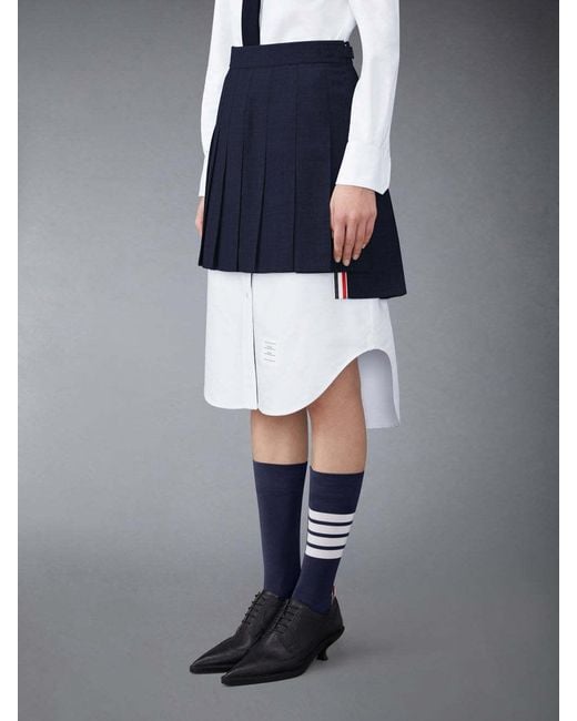 Thom Browne Blue Pleated Mini Skirt