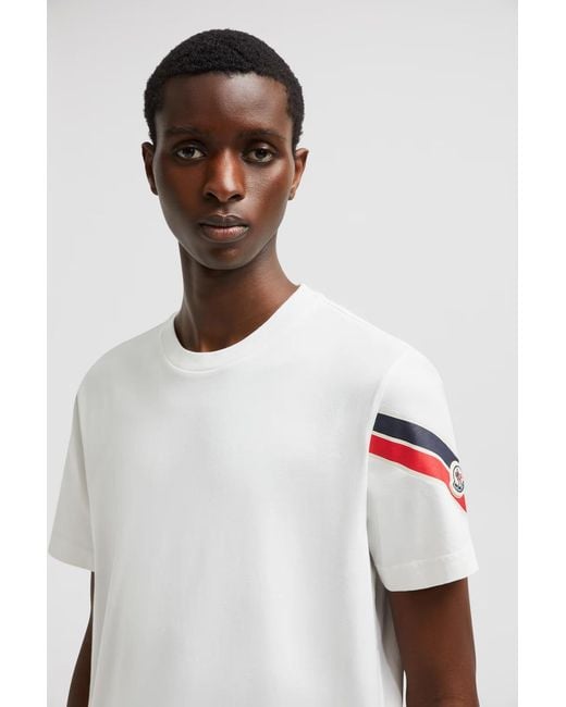 Moncler White Logo Patch Crewneck T-Shirt for men