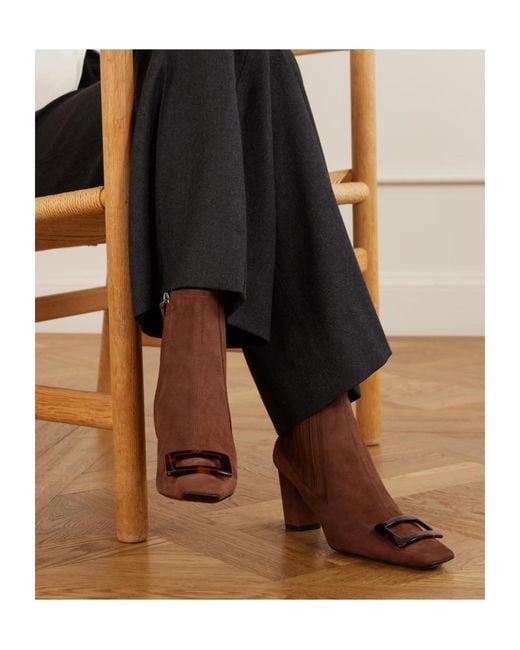 Roger Vivier Brown Belle Vivier 75 Embellished Ankle Boots