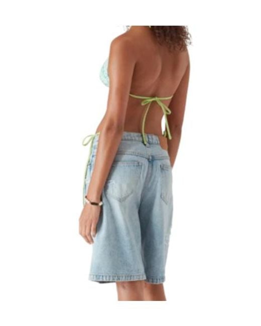 Casablanca Green Wavy-Monogram Tie Bikini Top