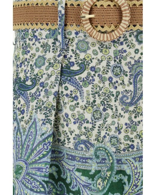 Zimmermann Green Ottie Tuck Linen Shorts