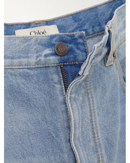 Chloé Blue Chloé Logo Patch Frayed Edge Jeans