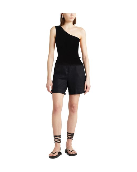Max Mara Black Solid Color One-Shoulder Tops