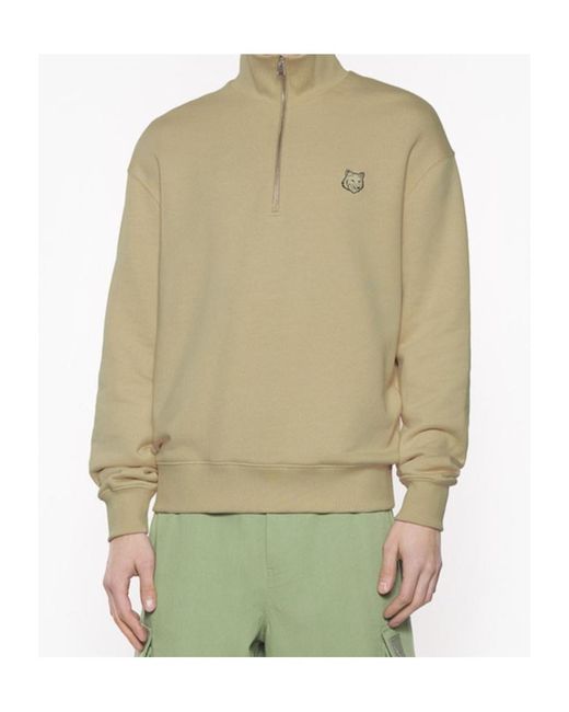 Maison Kitsuné Natural Half Zip Sweatshirt for men