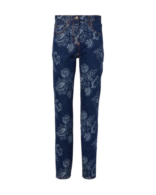 Etro Blue Jacquard Jeans