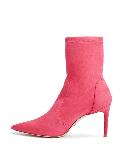 Stuart Weitzman Pink Pointed-Toe High-Ankle Boots