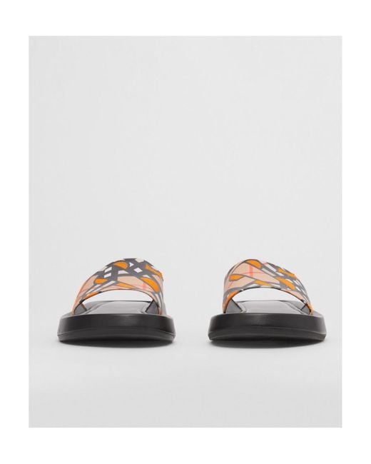 Burberry Multicolor Monogram-Print Canvas Slides