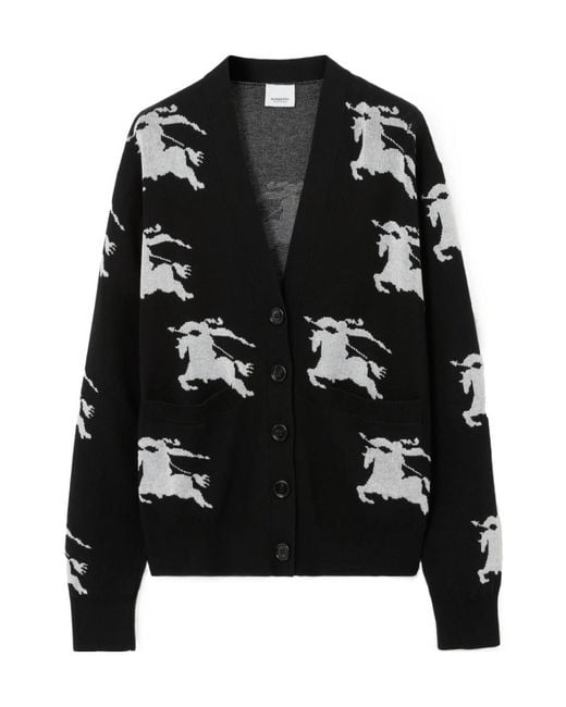 Burberry Black Ekd Intarsia-Knit Cardigan