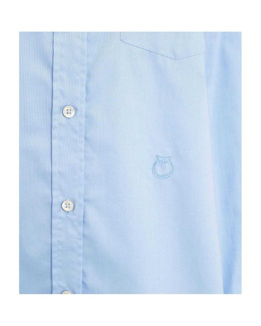 Pinko Blue Love Birds Embroidered Oxford Shirt